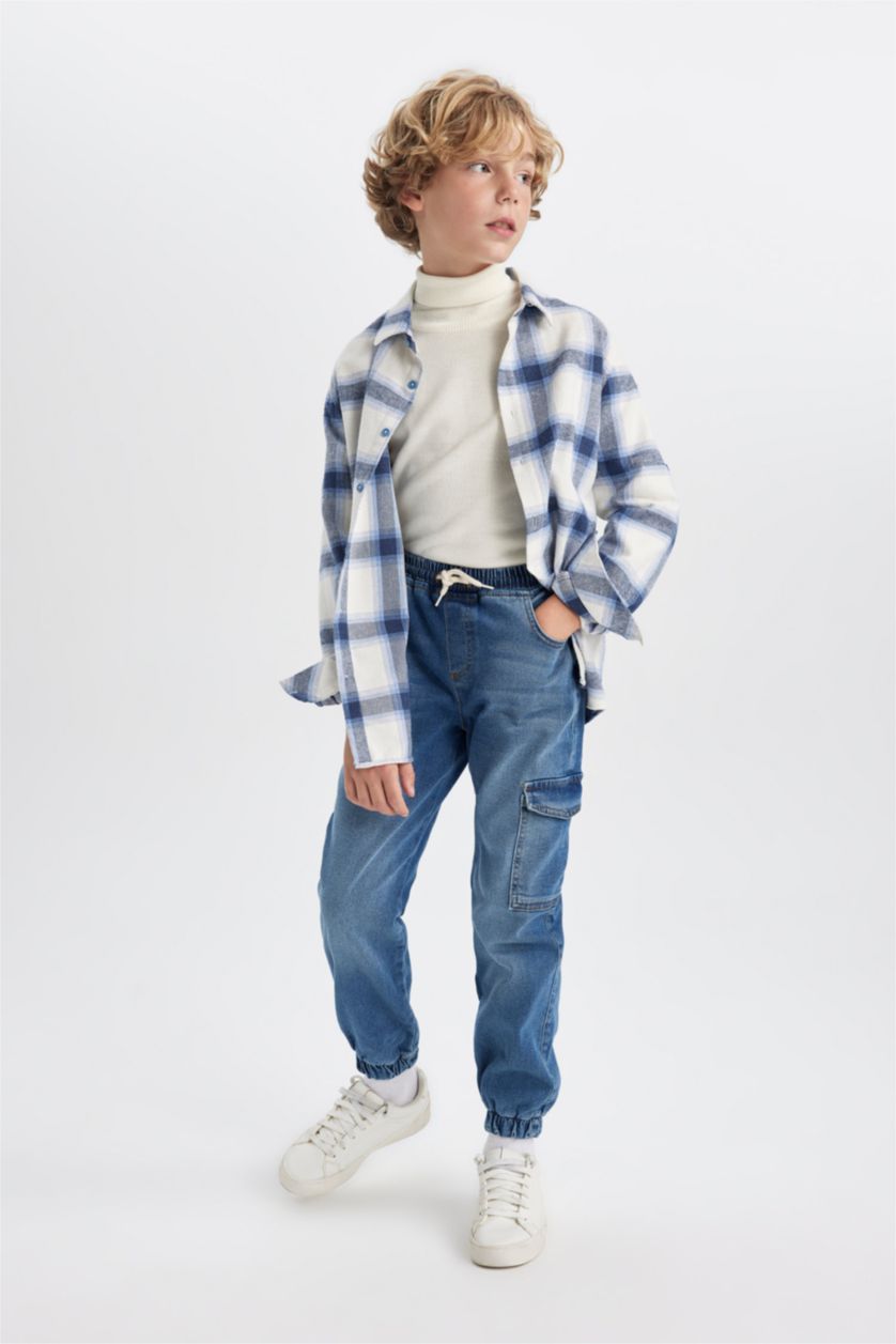 BOYS & TEENS Blue Boy Jogger Cargo Jeans