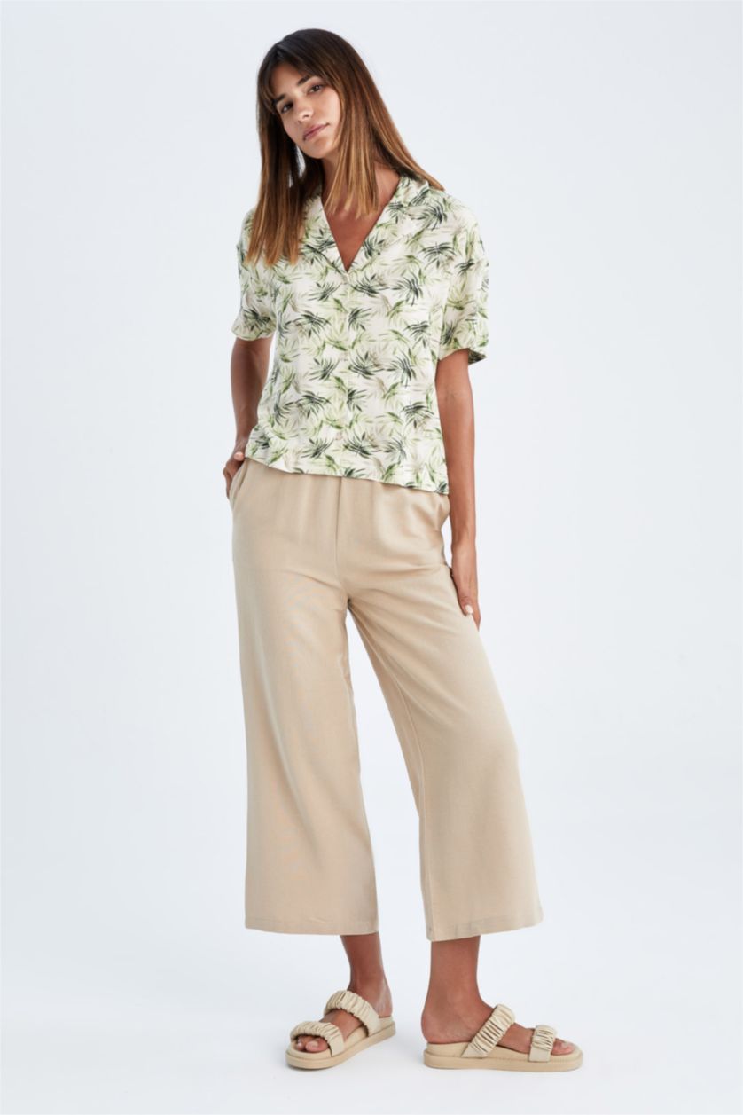 FEMME Beige Taille haute Droit