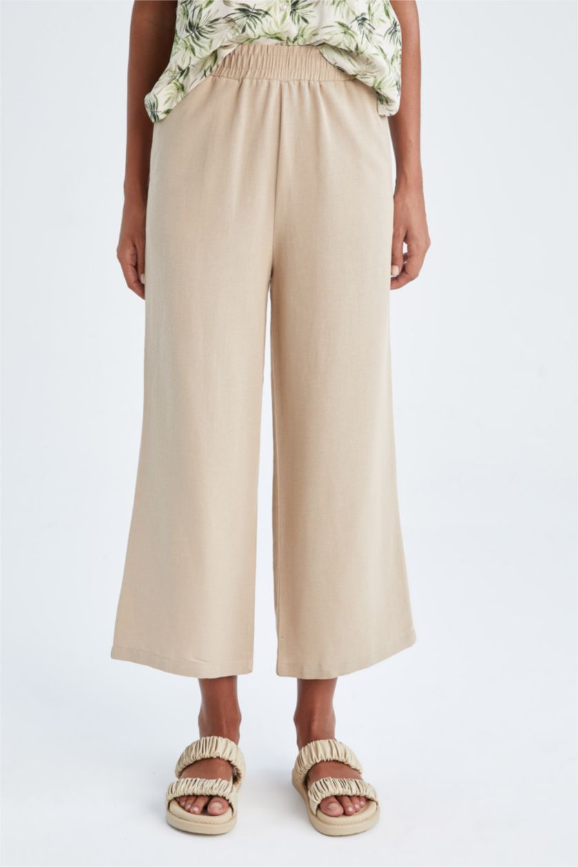 FEMME Beige Taille haute Droit