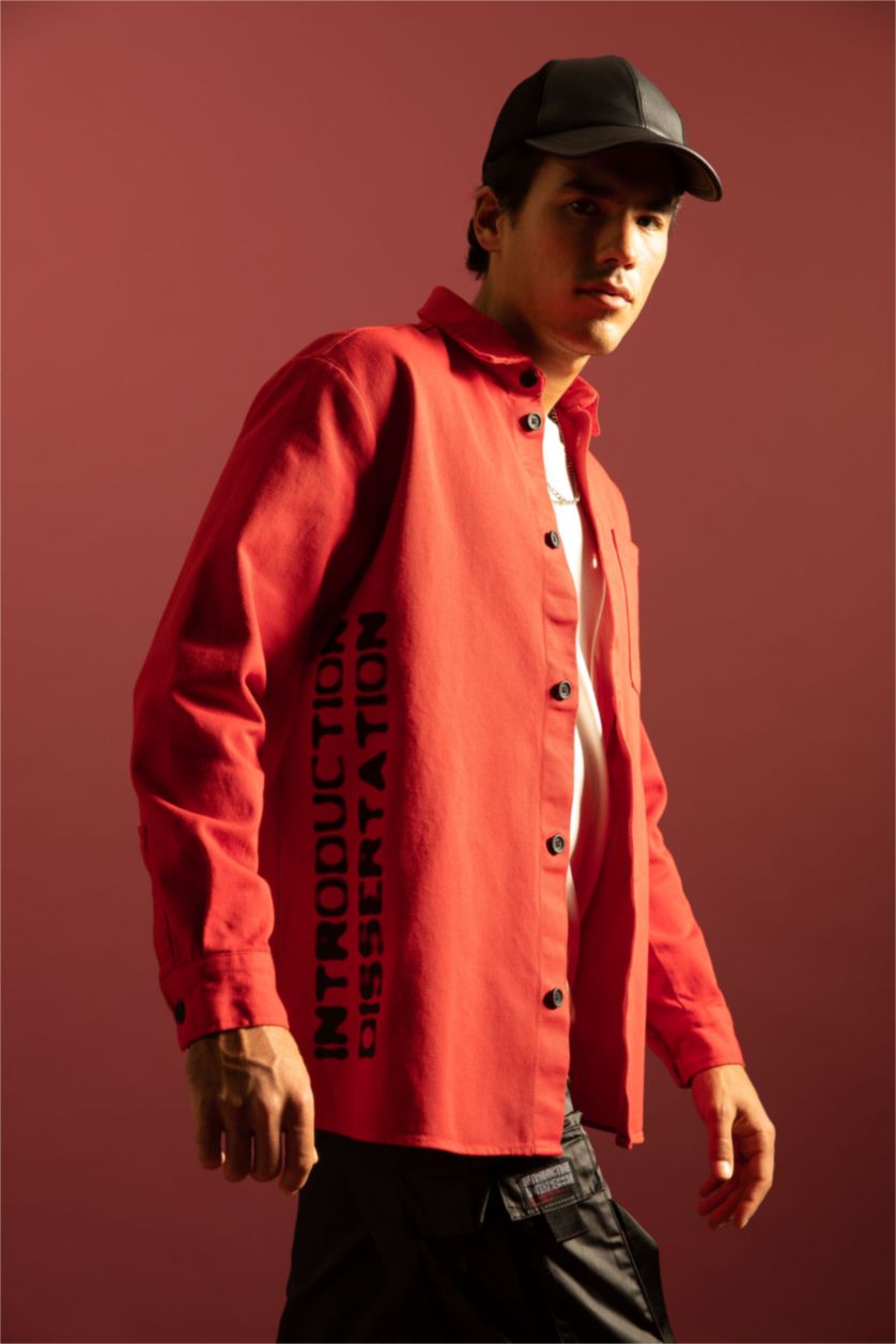 HOMME Rouge Chemise À Manches Longues En Tricot Denım