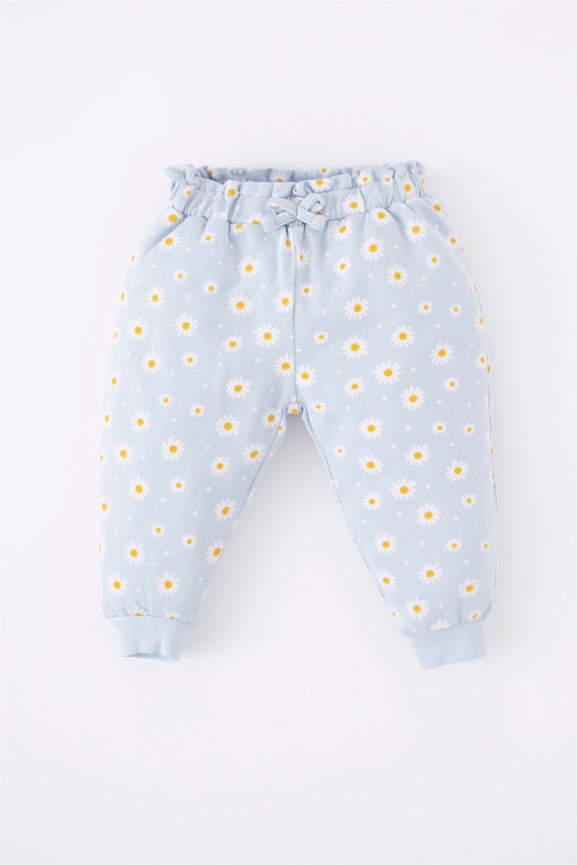Baby Girls Light Blue Baby Girl Floral Crew Neck Sweatshirt Tracksuit Bottom Set