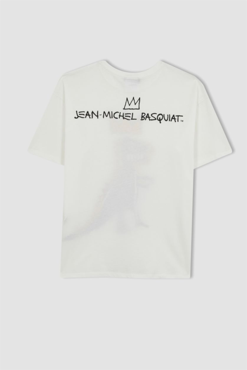 WOMAN White Jean Michel Basquiat Back Printed Oversize Fit Crew Neck T-Shirt