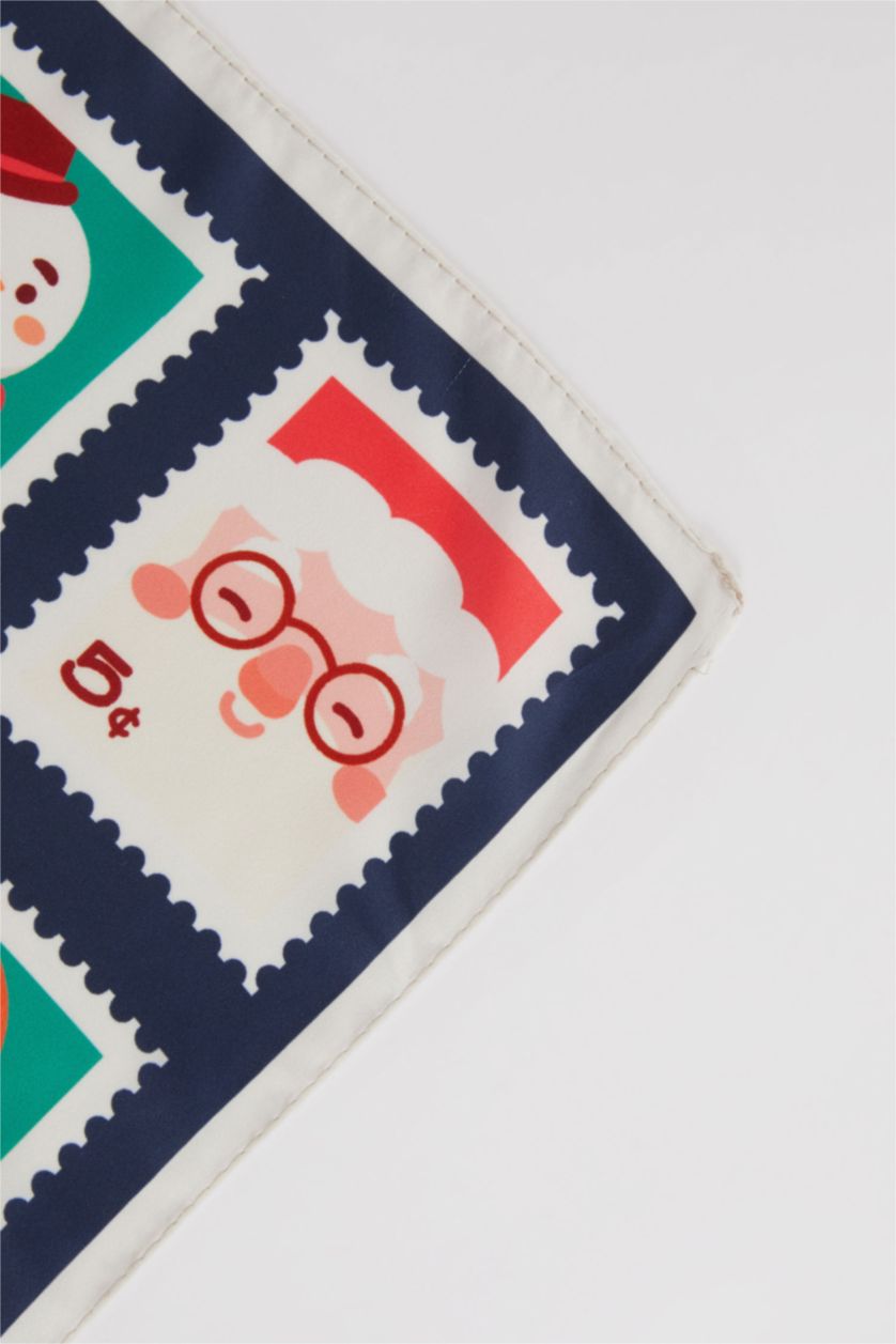 Женщины Синий Фуляр с новогодним принтом для женщин