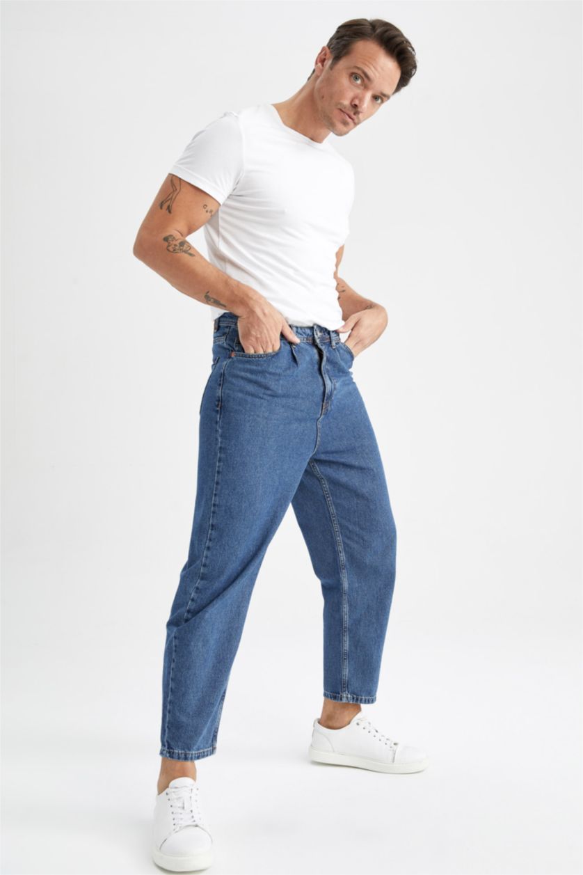 MAN Dark Blue Balloon Fit Trousers