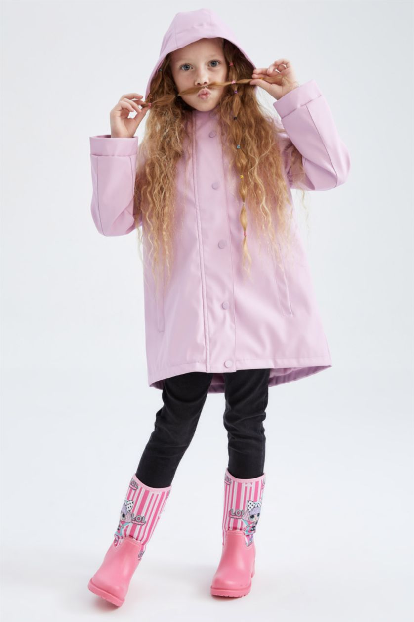 GIRLS & TEENS Pink Girls Waterproof Hooded Raincoat