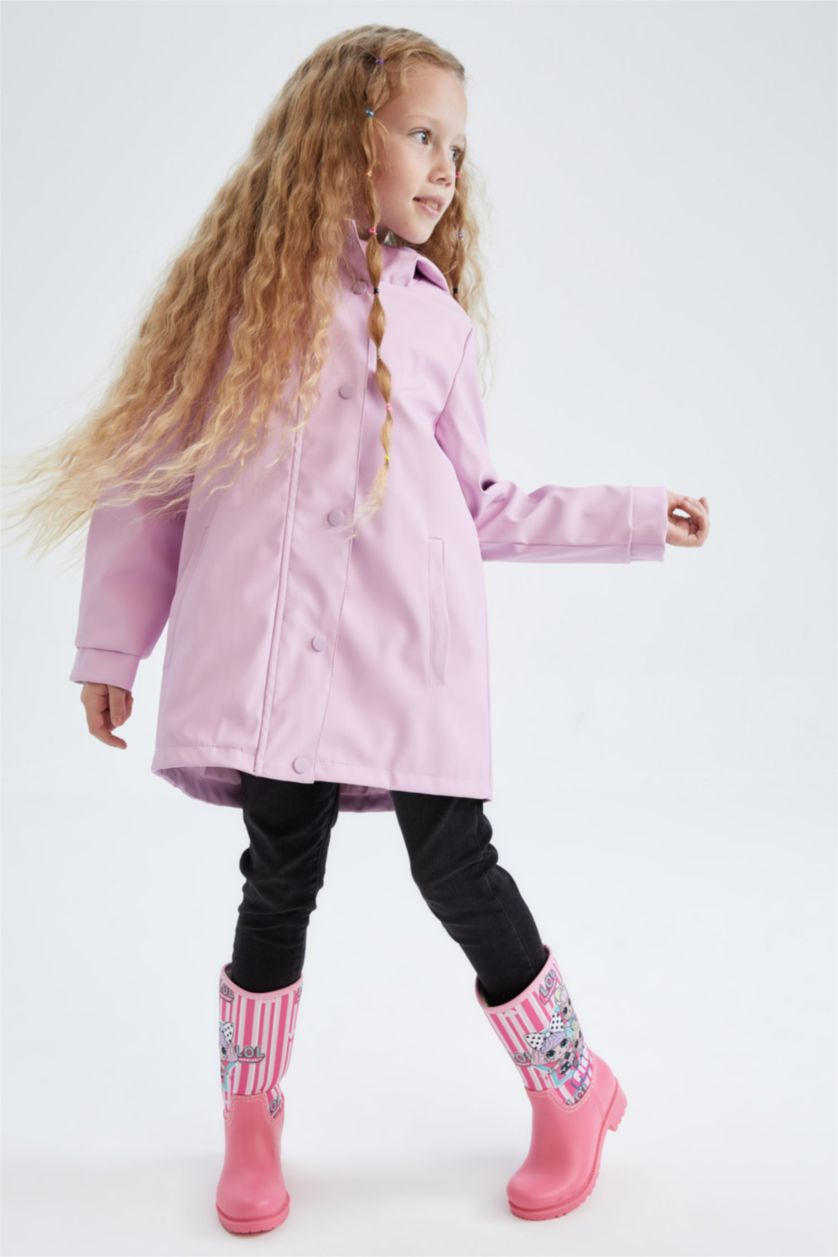 GIRLS & TEENS Pink Girls Waterproof Hooded Raincoat