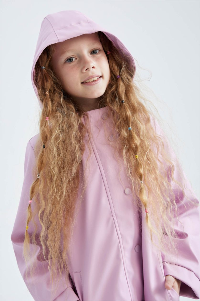 GIRLS & TEENS Pink Girls Waterproof Hooded Raincoat