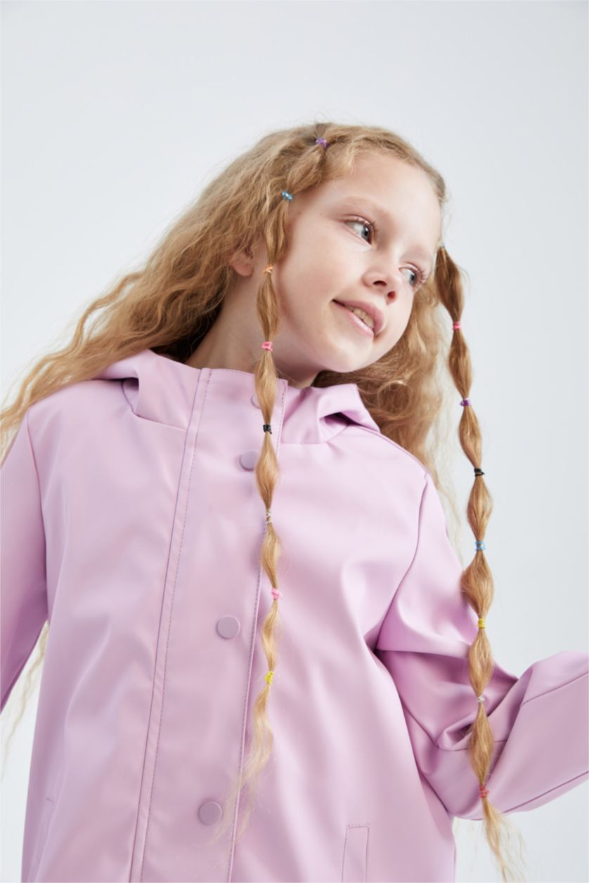 GIRLS & TEENS Pink Girls Waterproof Hooded Raincoat