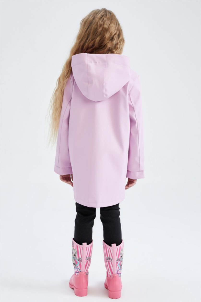 GIRLS & TEENS Pink Girls Waterproof Hooded Raincoat