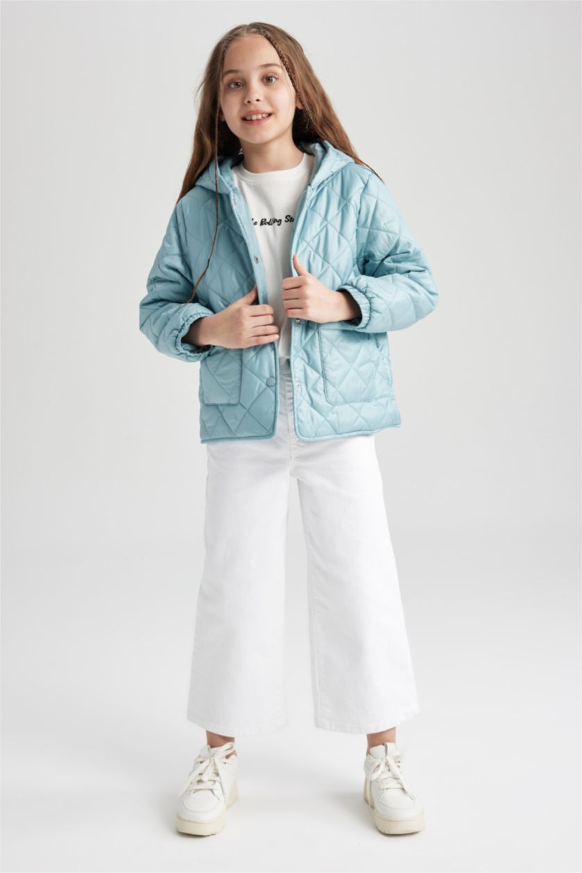 Дівчачий Світло зелений Куртка стандартного крою для дівчаток