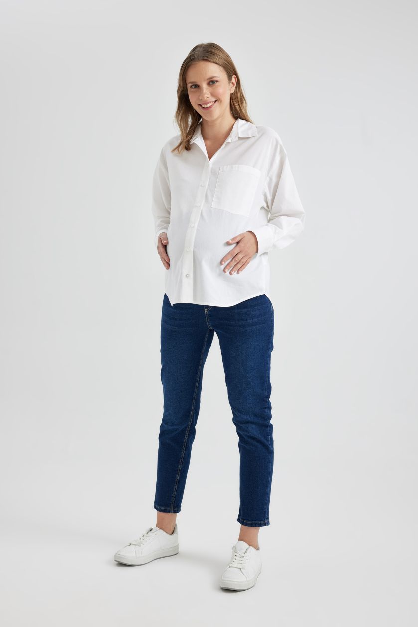 FEMME Indigo Pantalon de maternité BOYFRIEND Ourlet régulier