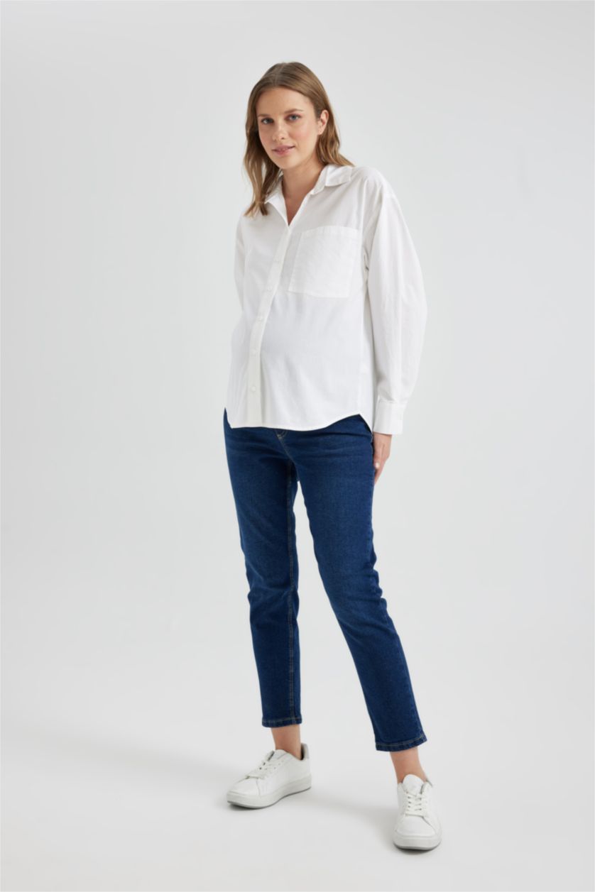 FEMME Indigo Pantalon de maternité BOYFRIEND Ourlet régulier