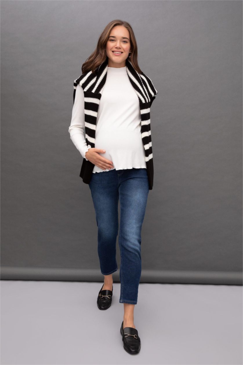 FEMME Indigo Pantalon de maternité BOYFRIEND Ourlet régulier