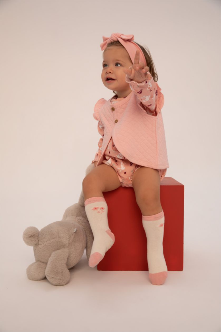 BABY GIRL Pink 3 piece Regular Fit Envelope Neck Set