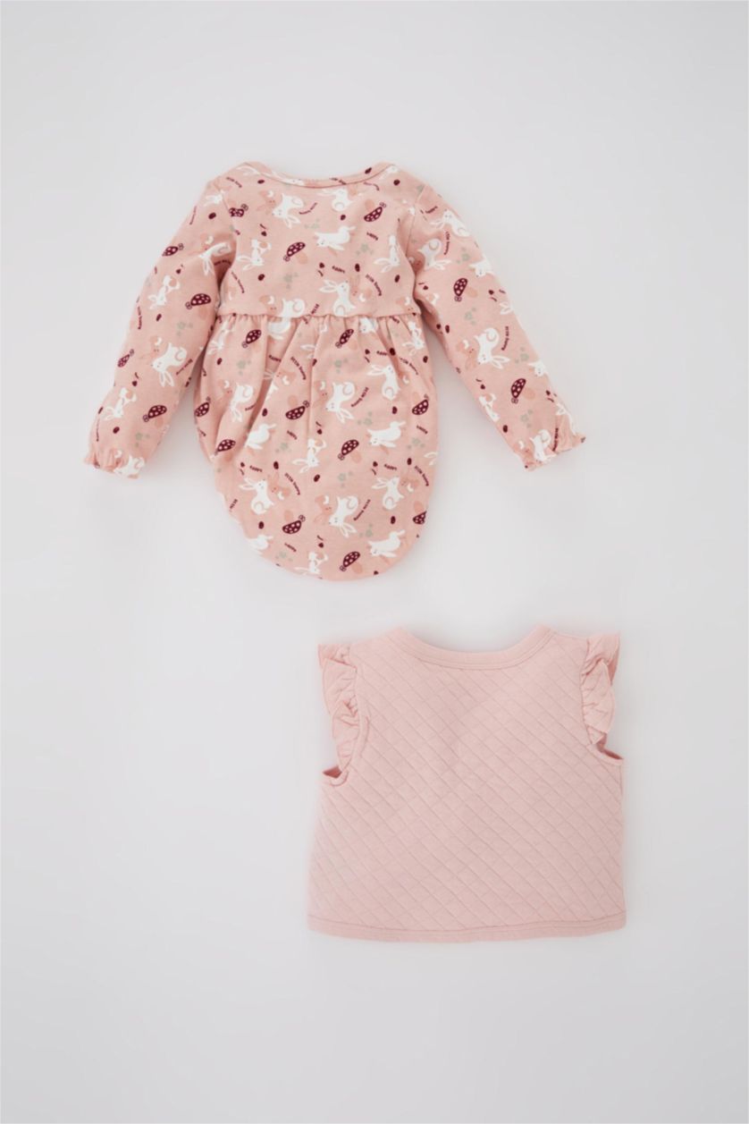 BABY GIRL Pink 3 piece Regular Fit Envelope Neck Set