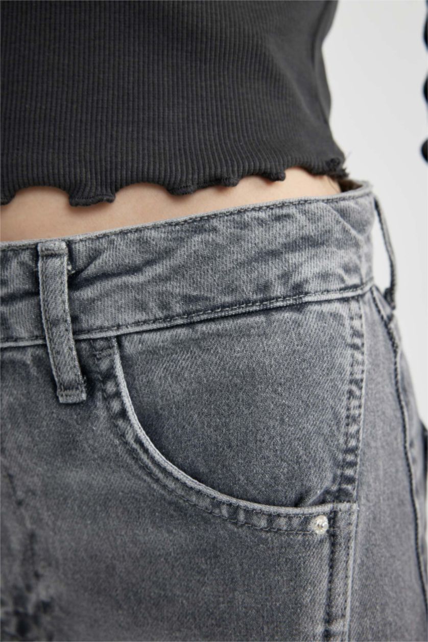 Kadın Gri Fıtted Bisiklet Yaka Fitilli Kaşkorse Uzun Kollu Tişört