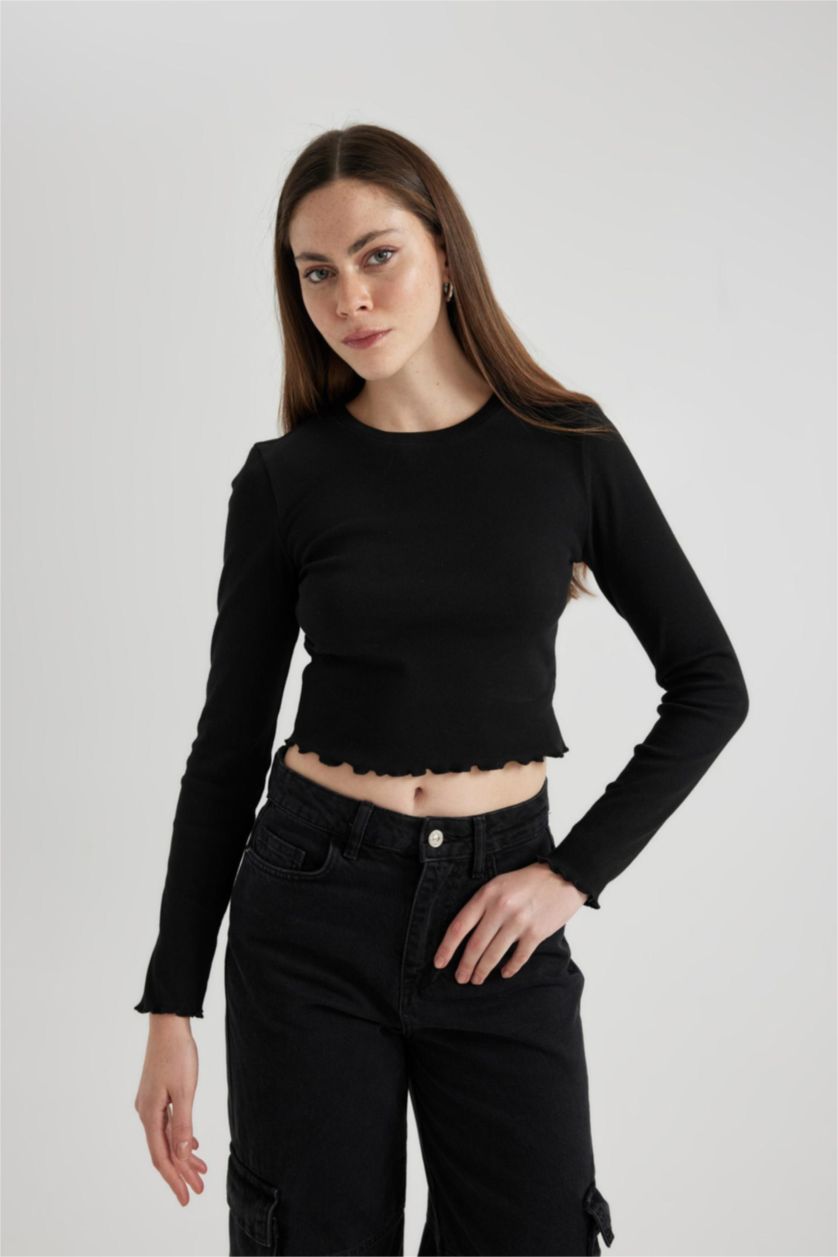 WOMAN Black Slim Fit Camisole Long Sleeve T-Shirt