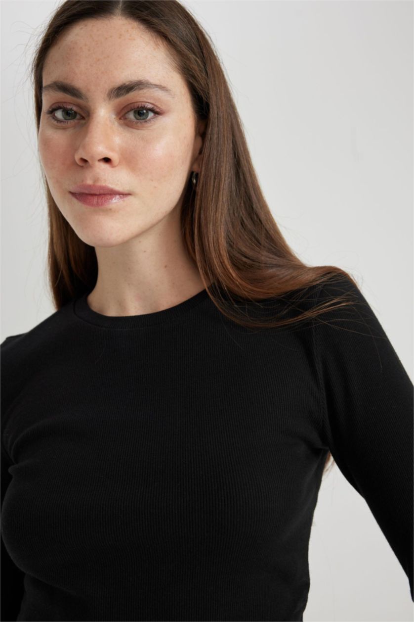 WOMAN Black Slim Fit Camisole Long Sleeve T-Shirt