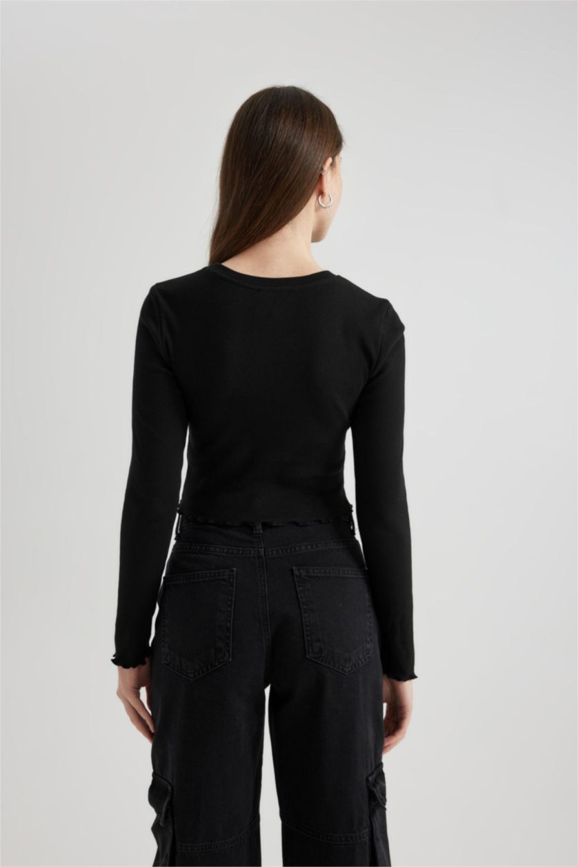 WOMAN Black Slim Fit Camisole Long Sleeve T-Shirt