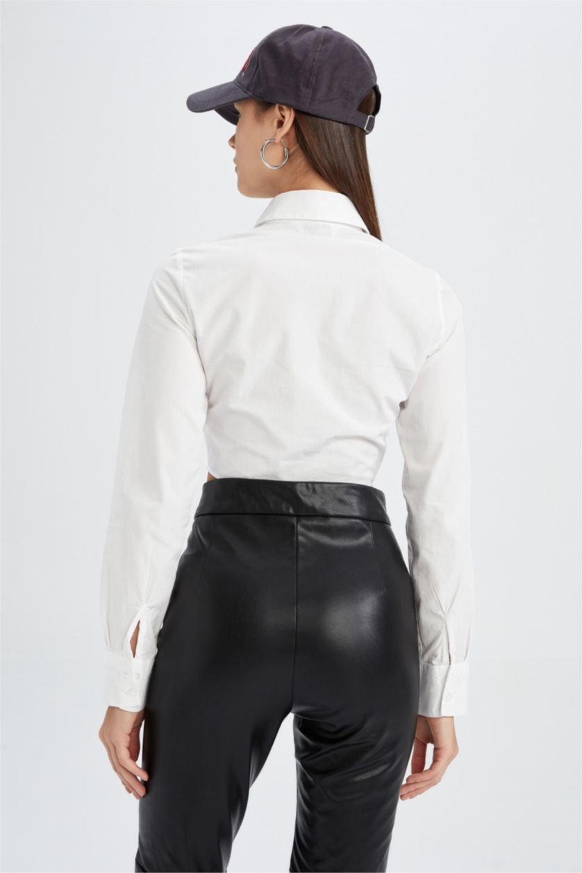 FEMME Blanc Chemises à manches longues Popeline Col De Chemise