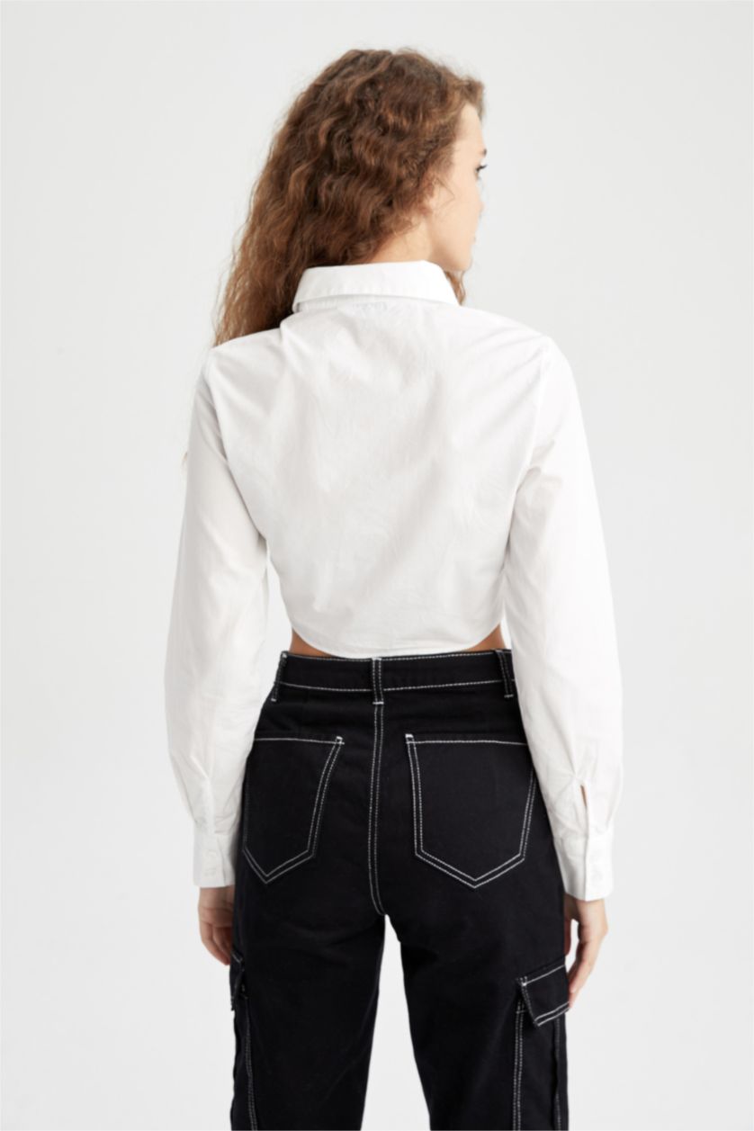 FEMME Blanc Chemises à manches longues Popeline Col De Chemise