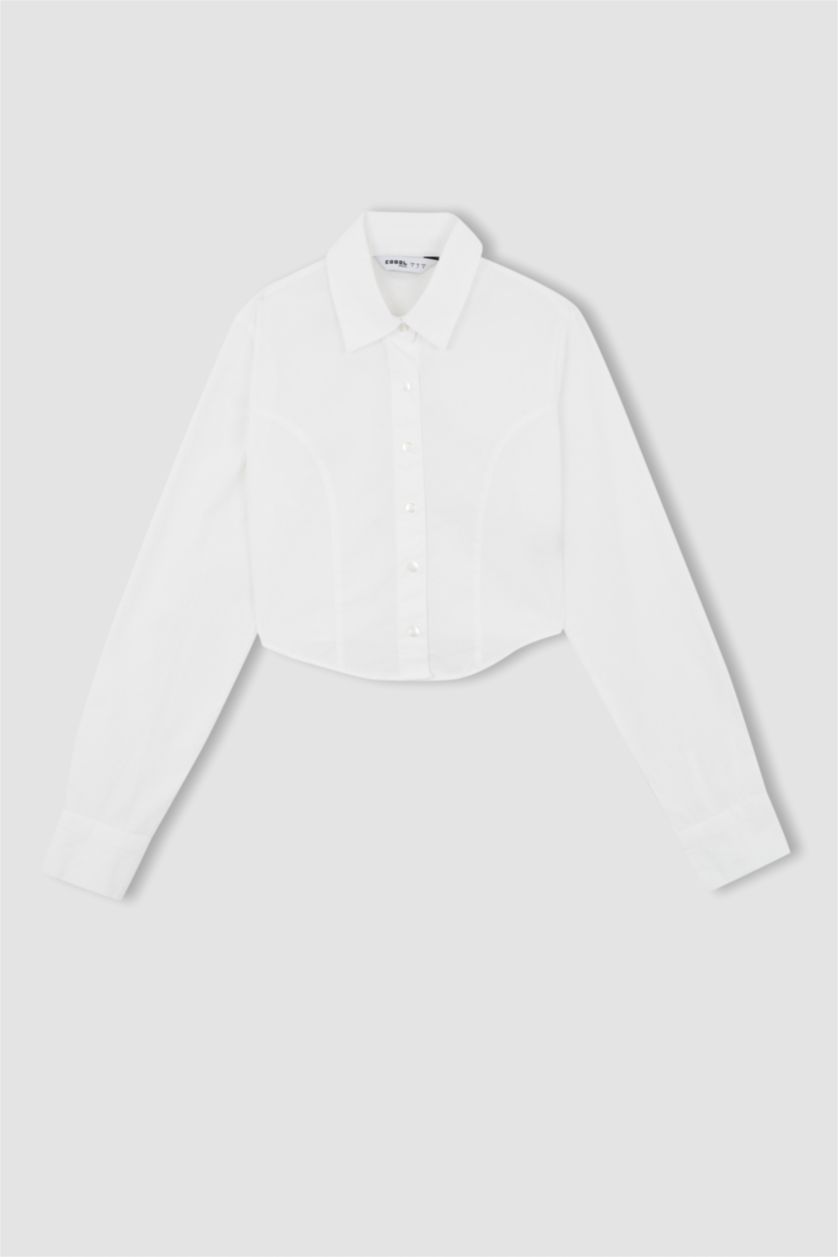 FEMME Blanc Chemises à manches longues Popeline Col De Chemise