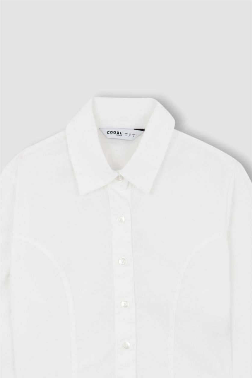 FEMME Blanc Chemises à manches longues Popeline Col De Chemise