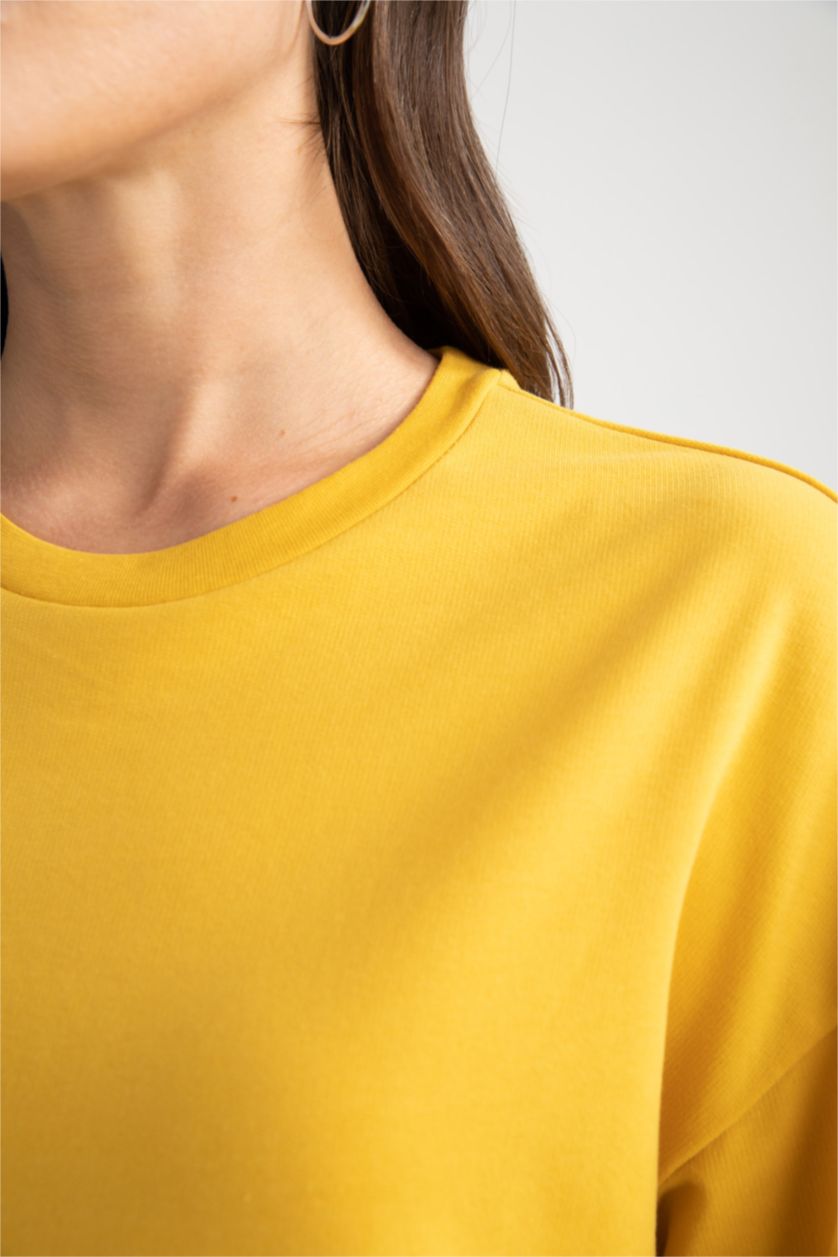 WOMAN Yellow Relax Fit Crew Neck Sweatshirt Fabric Tunic