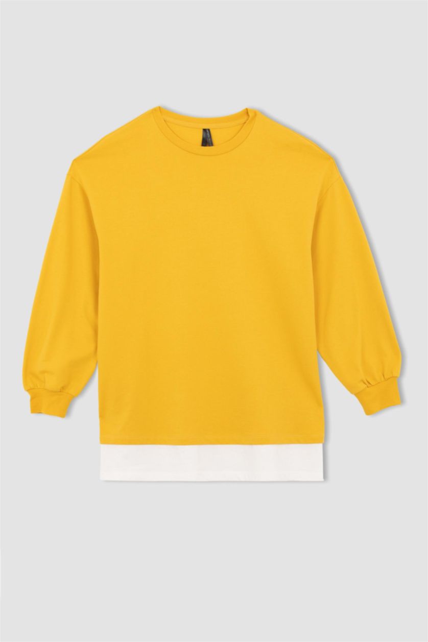 WOMAN Yellow Relax Fit Crew Neck Sweatshirt Fabric Tunic