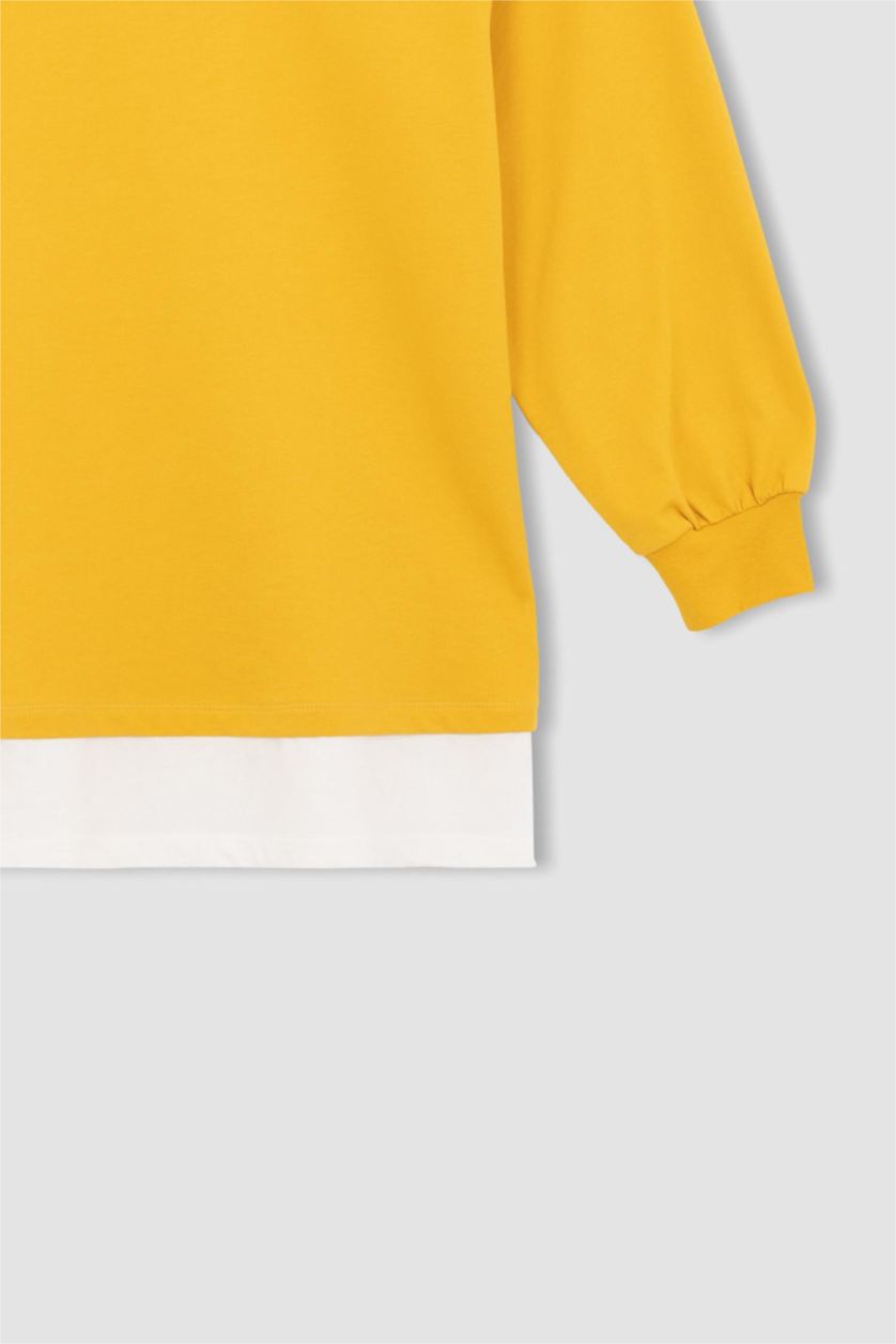 WOMAN Yellow Relax Fit Crew Neck Sweatshirt Fabric Tunic