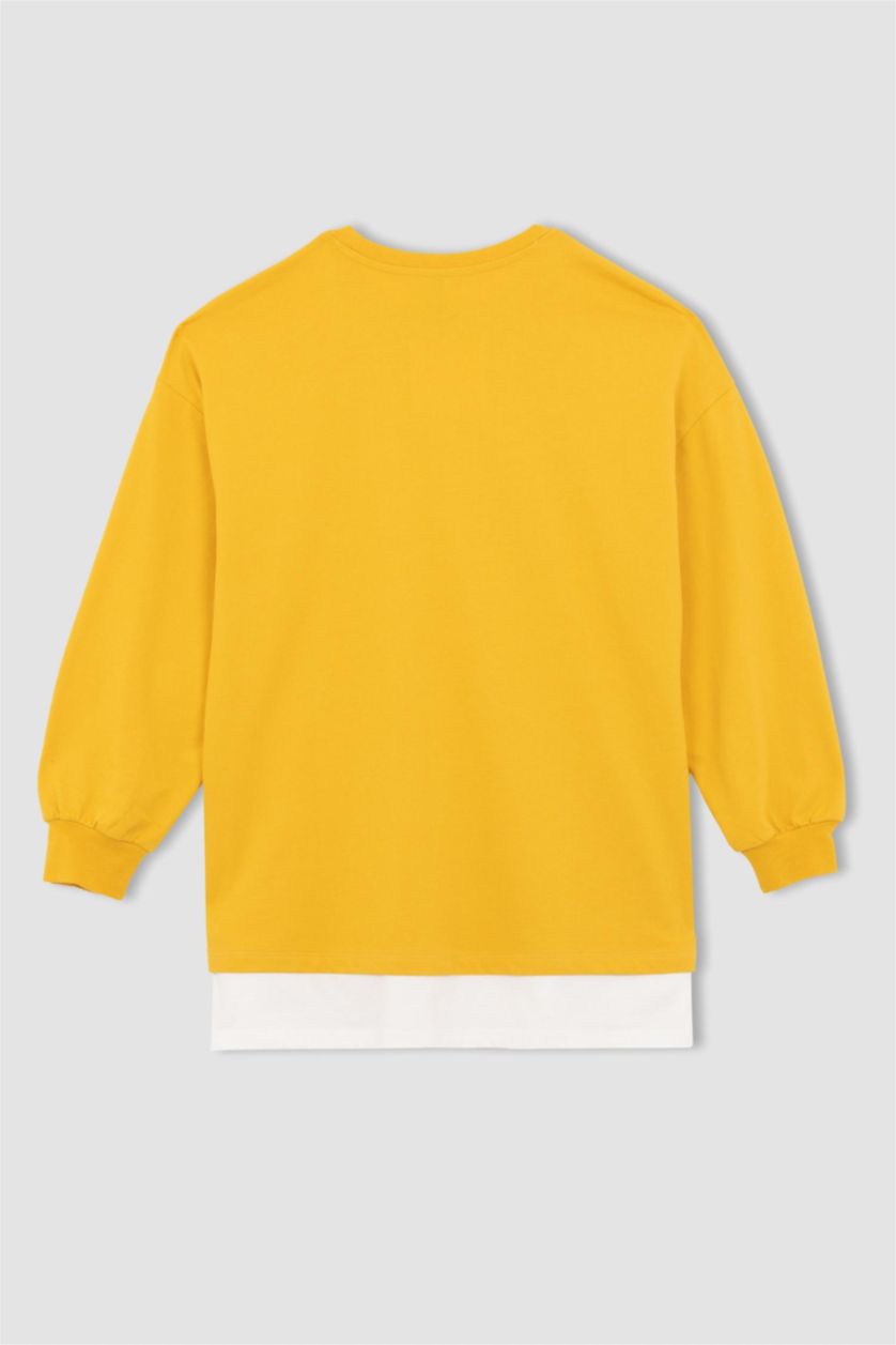 WOMAN Yellow Relax Fit Crew Neck Sweatshirt Fabric Tunic