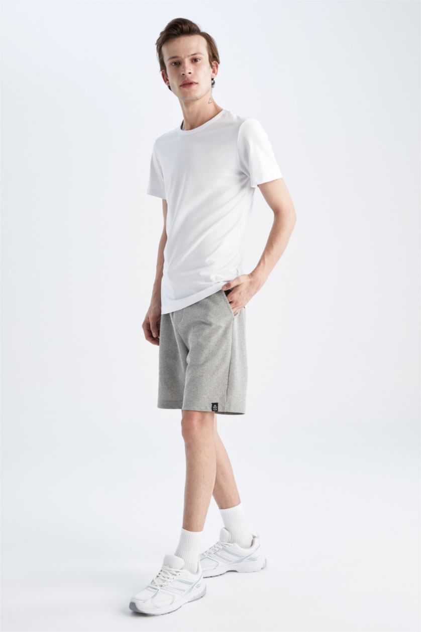 HOMME Gris Clair Short Coupe Régulière Ourlet régulier