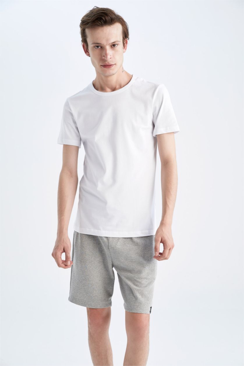 HOMME Gris Clair Short Coupe Régulière Ourlet régulier