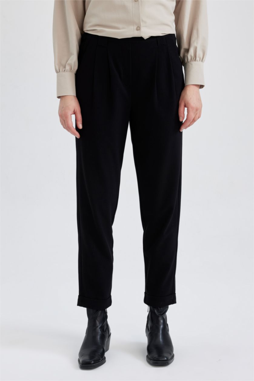 FEMME Noir Pantalon Coupe Carotte