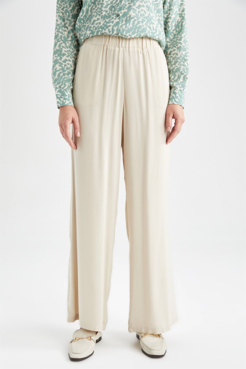 FEMME Beige Pantalon Palazzo