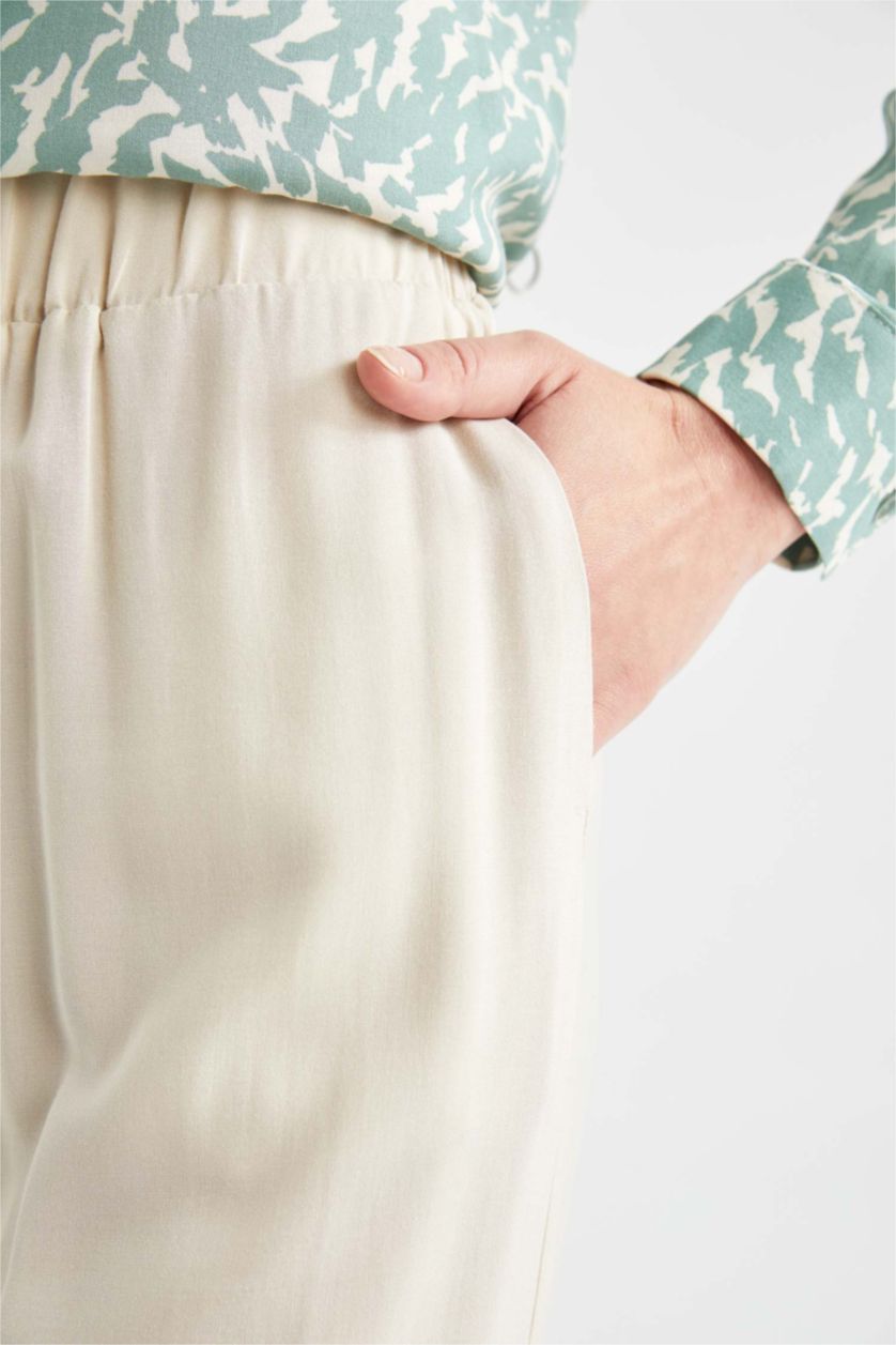 FEMME Beige Pantalon Palazzo