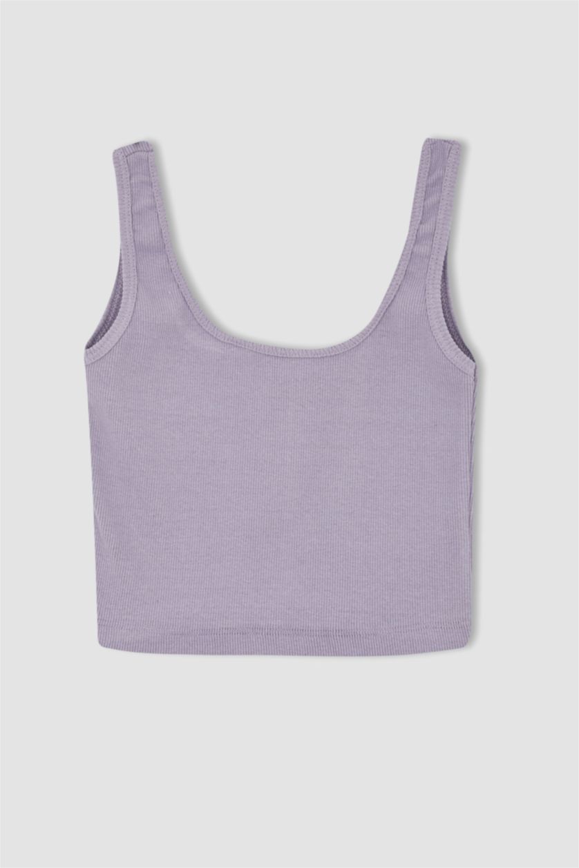 FEMME Violet Débardeur Crop Top Slim à col carré