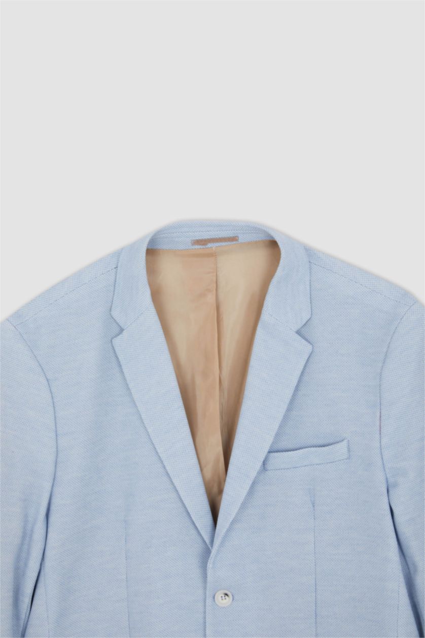 Erkek Açık Mavi Slım Fıt Astarlı Blazer Ceket