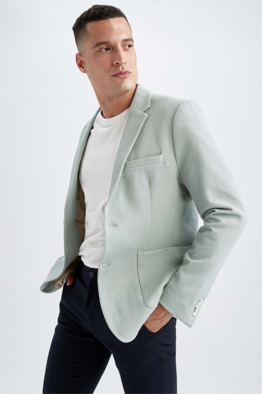رجال نعناع جاكيت بليزر سليم فيت مبطن