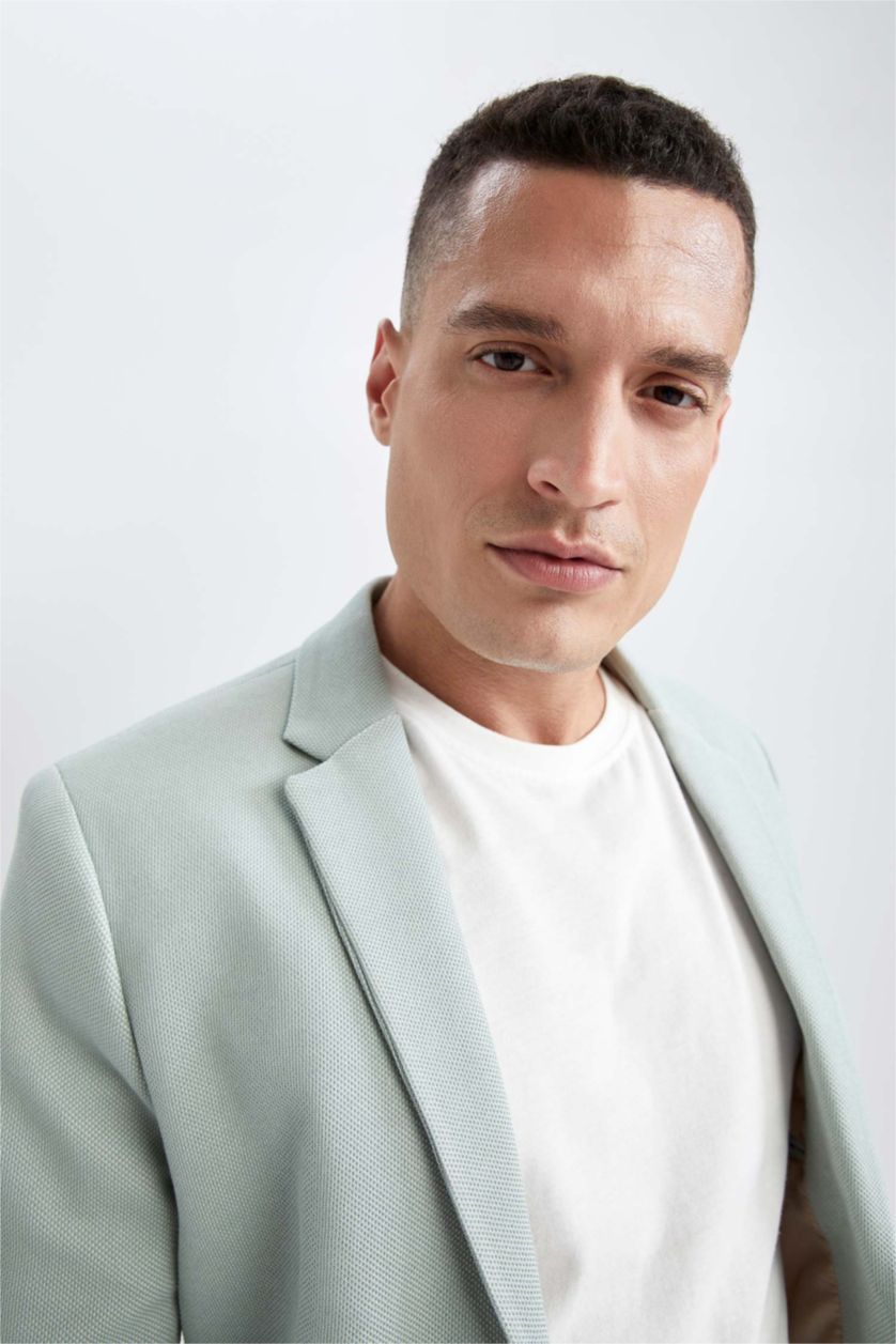 رجال نعناع جاكيت بليزر سليم فيت مبطن