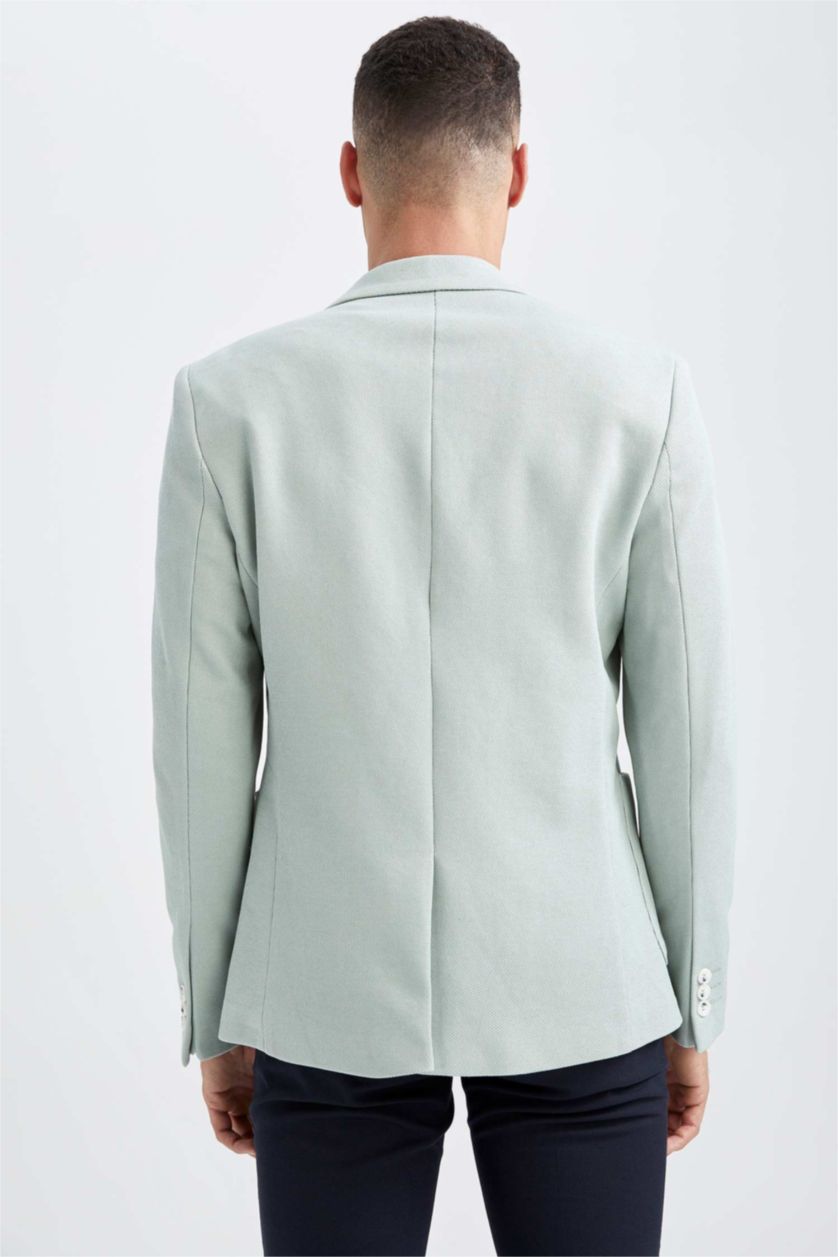 رجال نعناع جاكيت بليزر سليم فيت مبطن