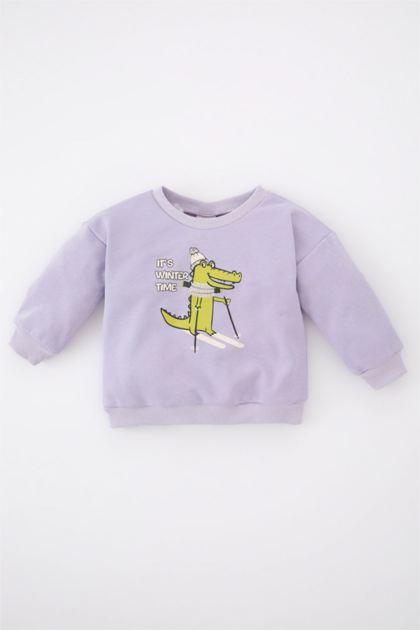 BABY BOY Light Lilac Baby Boy Crew Neck Sweatshirt