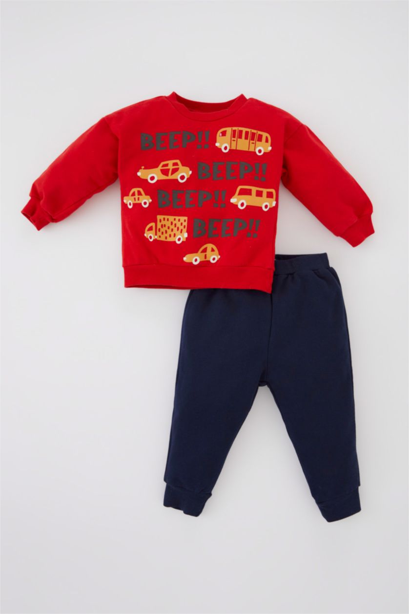 Baby Boy Red 2 piece Regular Fit Crew Neck Set