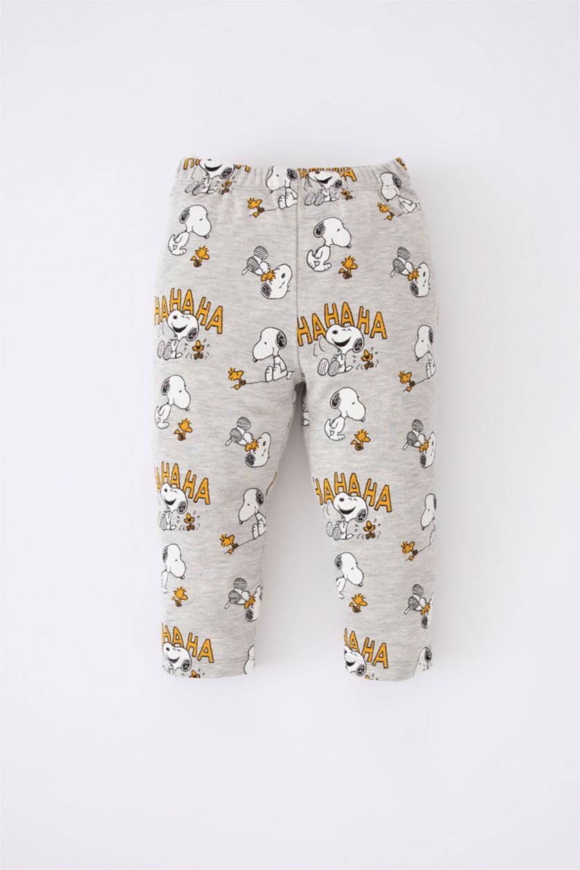 BABY BOY Light Grey Melange 2 piece Regular Fit Crew Neck Snoopy Licensed Knitted Pyjamas