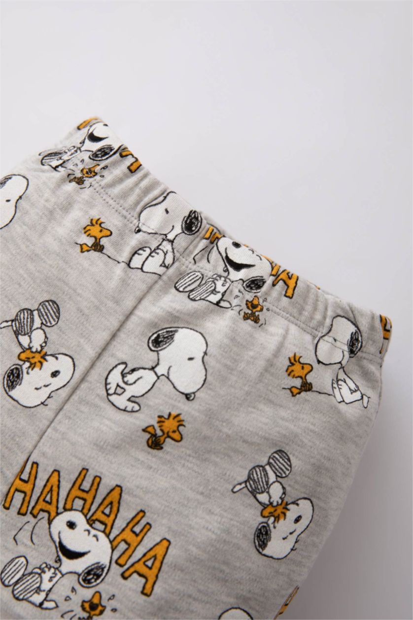 BABY BOY Light Grey Melange 2 piece Regular Fit Crew Neck Snoopy Licensed Knitted Pyjamas
