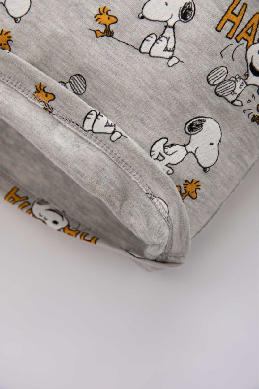 BABY BOY Light Grey Melange 2 piece Regular Fit Crew Neck Snoopy Licensed Knitted Pyjamas