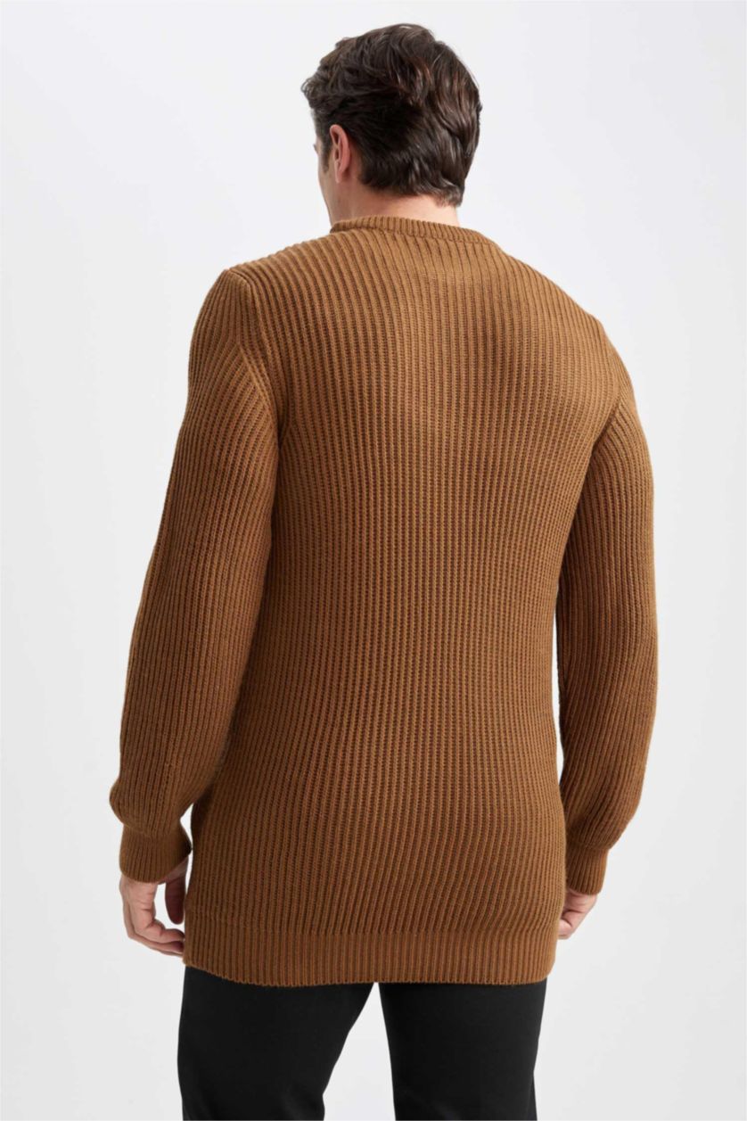 رجال فيزوني بلوز صوف تريكو سليم فيت بياقة مستديرة