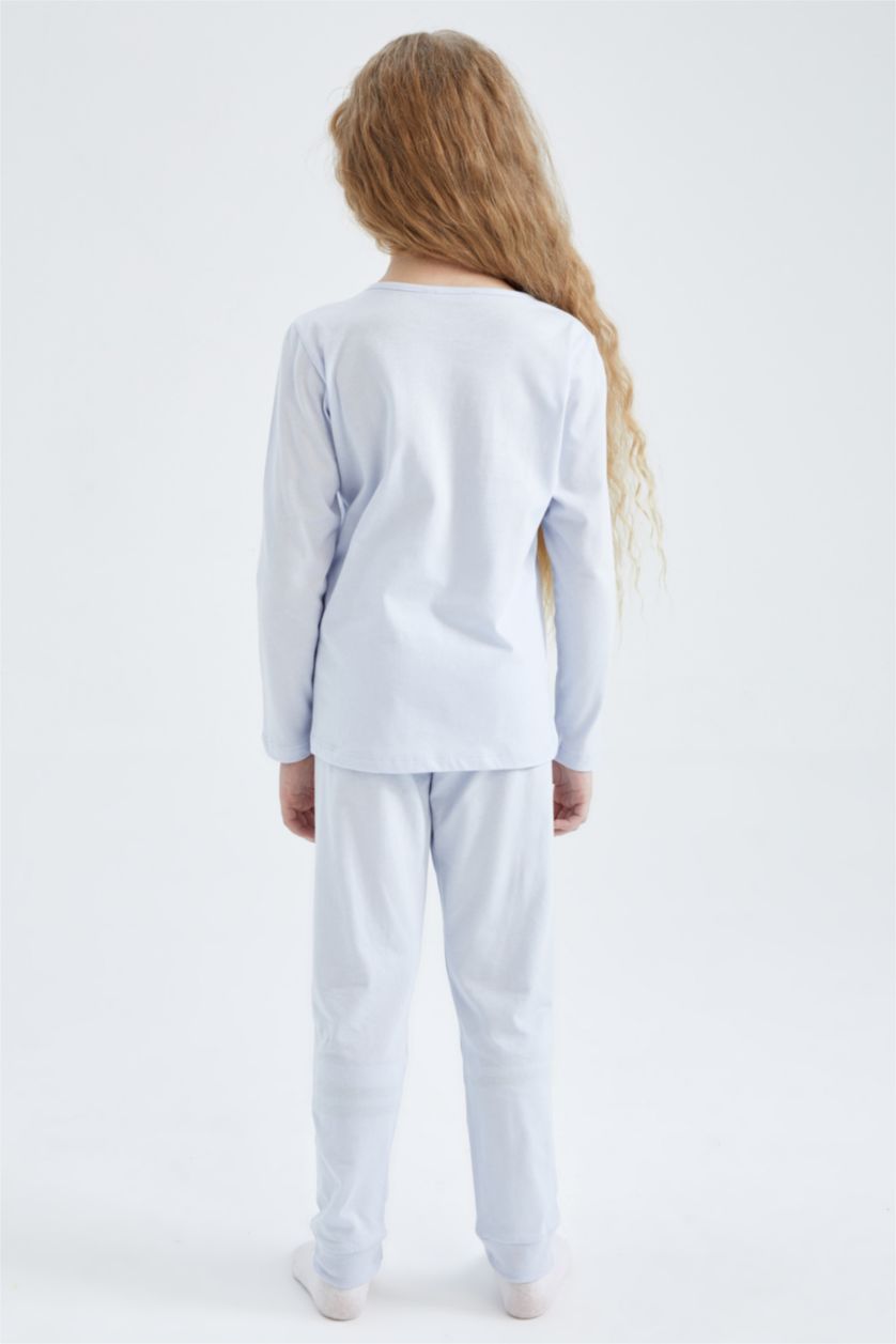 Kız Çocuk - Genç Kız Mavi Kız Çocuk Unicorn Baskılı Uzun Kollu Pijama Takım