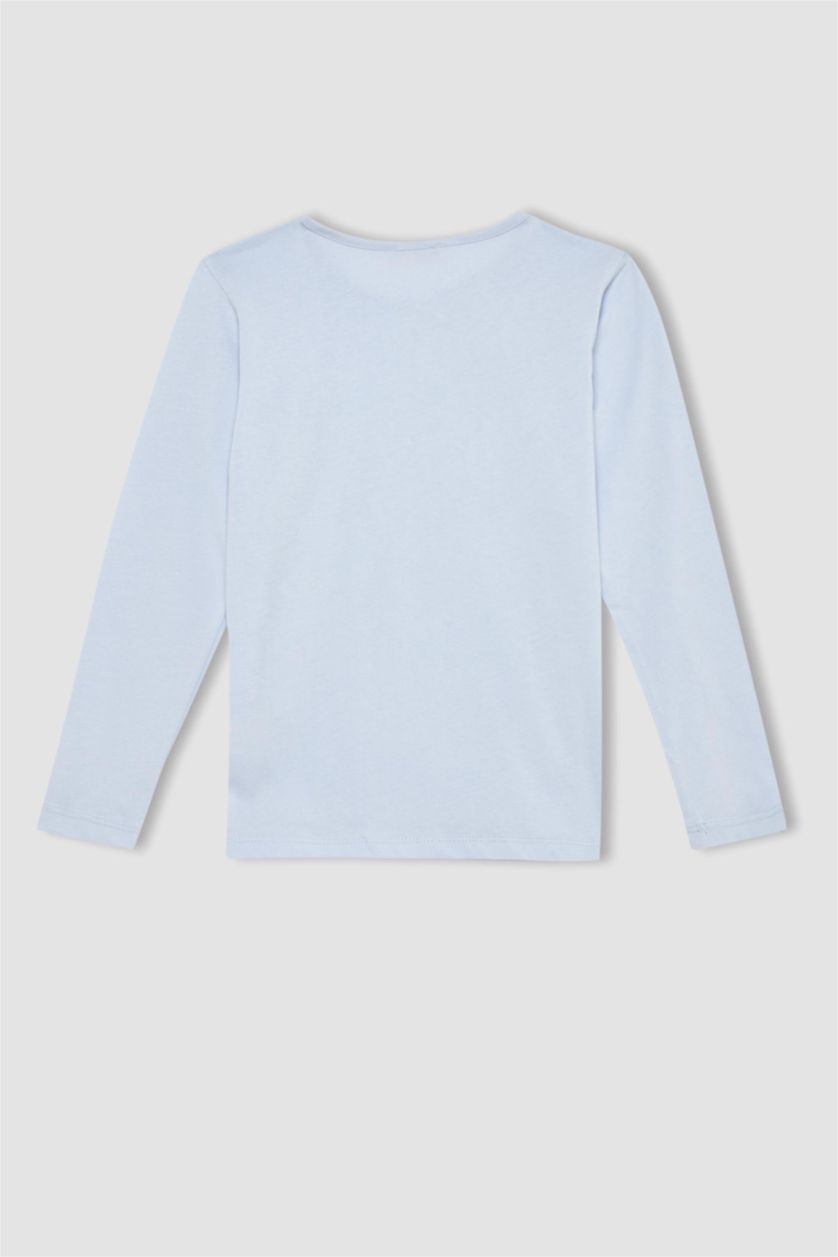 Kız Çocuk - Genç Kız Mavi Kız Çocuk Unicorn Baskılı Uzun Kollu Pijama Takım