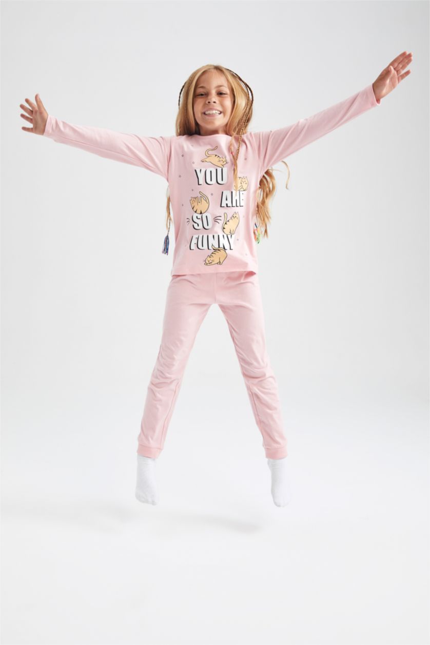 GIRLS & TEENS Pink 2 piece Knitted Pyjamas